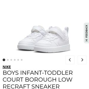 NIKE INFANT-TODDLER COURT BOROUGH LOW RECRAFT SNEAKER White